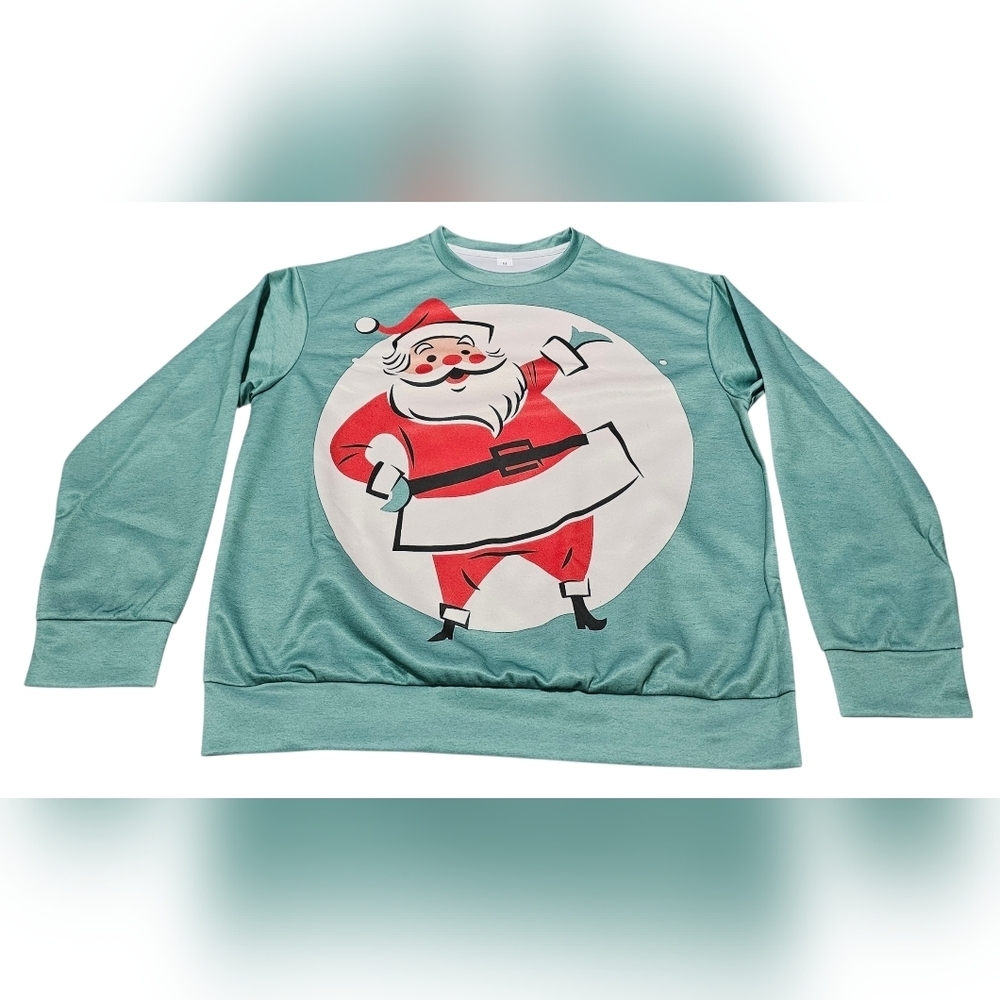 Christmas Santa Clause Women's Long Sleeve, Size Medium. New With Out Tags